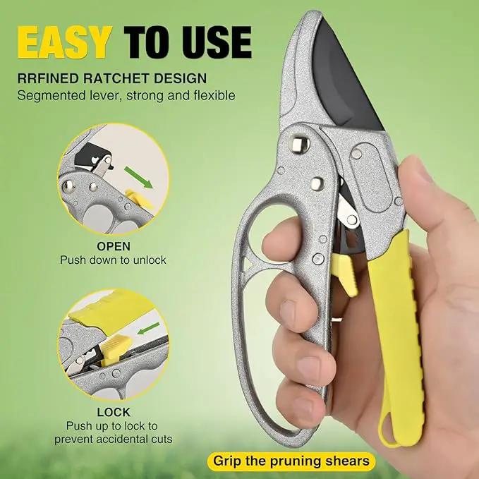 Yesker Pruning Shears Garden Shears 7.8" Professional Garden Scissors Sharp 65 Manganese Steel Blade Heavy Duty Clippers Hand Pruners for Cutting Fresh Flowers Branch Plant Trimming Gardening Tools by GreenHaven Gardens