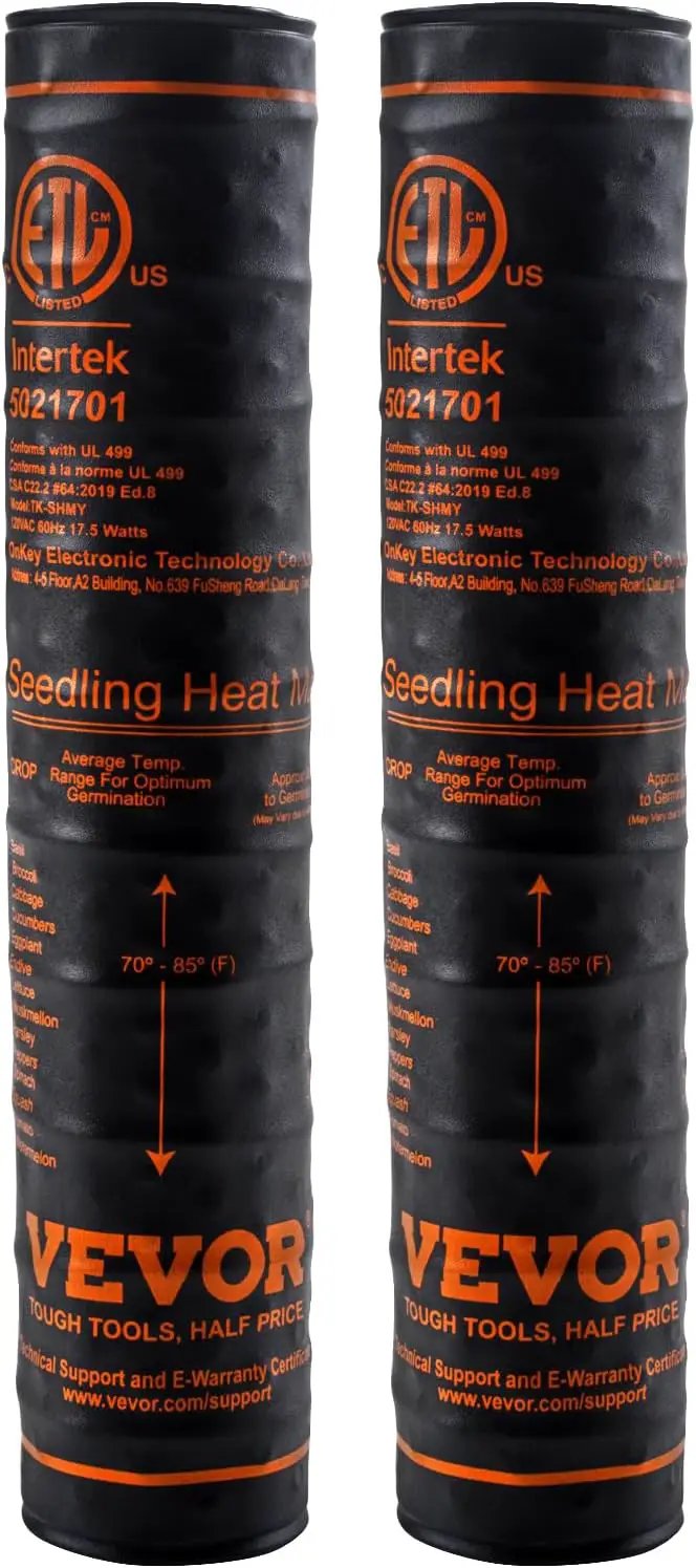 VEVOR 2 Pack Seedling Heat Mat 10"x 20.75", MET-Certified Warm Hydroponic Plant Heating Pad for Seed Starting, Waterproof Heating Mats for Germination, Indoor Gardening Tested toStandards by GreenHaven Gardens