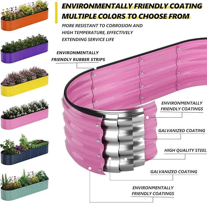 Galvanized Metal Planter Raised Garden Bed Kit for Gardening Outdoor，8x2x1ft Planter Grow Garden Box Raised Flower Bed，Long Vegetable Clearance Herb Raised Garden Beds for Gardening by GreenHaven Gardens