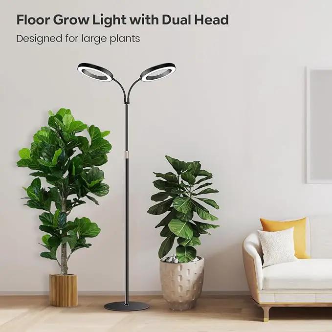 Garpsen Halo Grow Lights, Dual-Head Full Spectrum LED Plant Lights for Indoor Growing with Stand, 3 Color Modes Grow Lamp with Timer 6/12/16H, 5 Dimmable Levels, 168 LEDs and 67''Height Adjustable by GreenHaven Gardens
