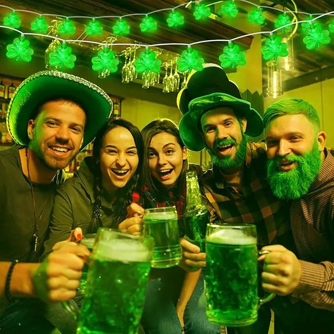 8.5FT Clear Green Shamrock Lights, St Patricks String Lights Outdoor Waterproof with 10 LED Light for rish Shamrock St Patrick's Day Party Indoor Home Garden Decorations by GreenHaven Gardens