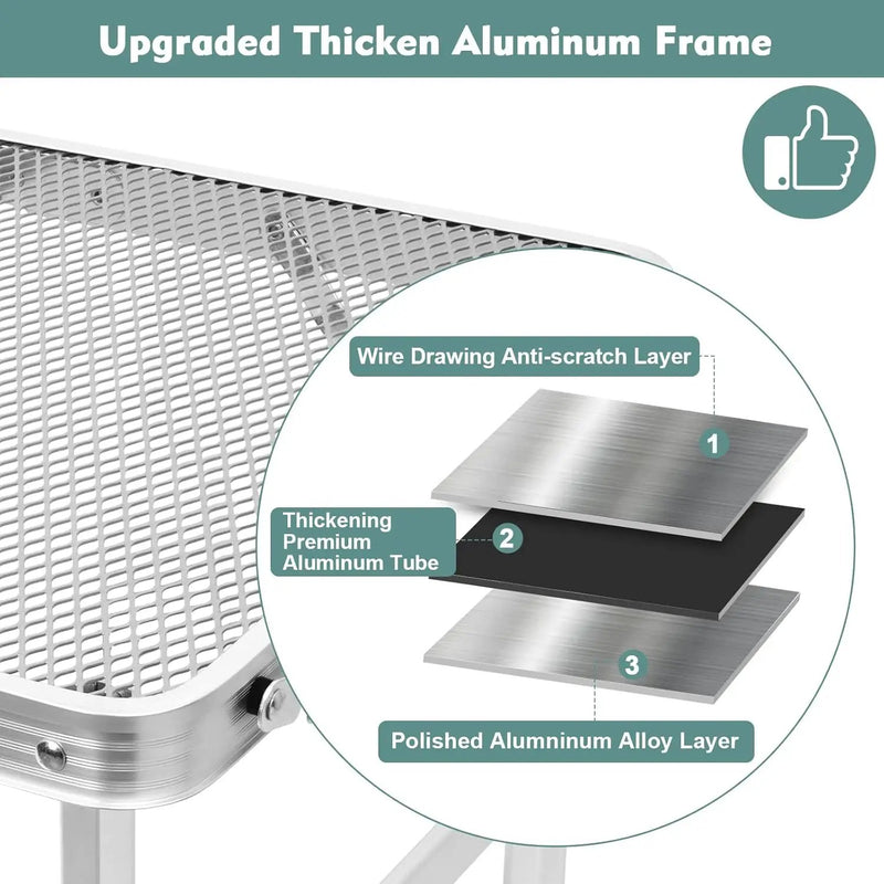 Folding Table, Easy for Storage, Compact and Portable Picnic Table for Grill, Outdoor Camping, Garden, Patio, Dining, BBQ, Party, Market, 2Ft (Small, Silver) by GreenHaven Gardens