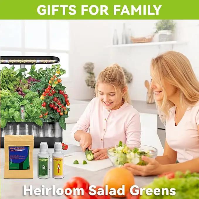 inbloom Salad Green Seed Pod Kit for AeroGarden, Ahopegarden, GARDENCUBE, MUFGA, 12 Pods (350+ Seeds with American Fast/Paris Island/Buttercrunch Lettuce, Swiss Chard, Spinach, Cauliflower, Cabbage) by GreenHaven Gardens