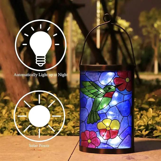 Hanging Solar Lantern Outdoor Decorative Waterproof LED Solar Hummingbird Lights Tabletop Lamp for Outdoor Patio Garden by GreenHaven Gardens