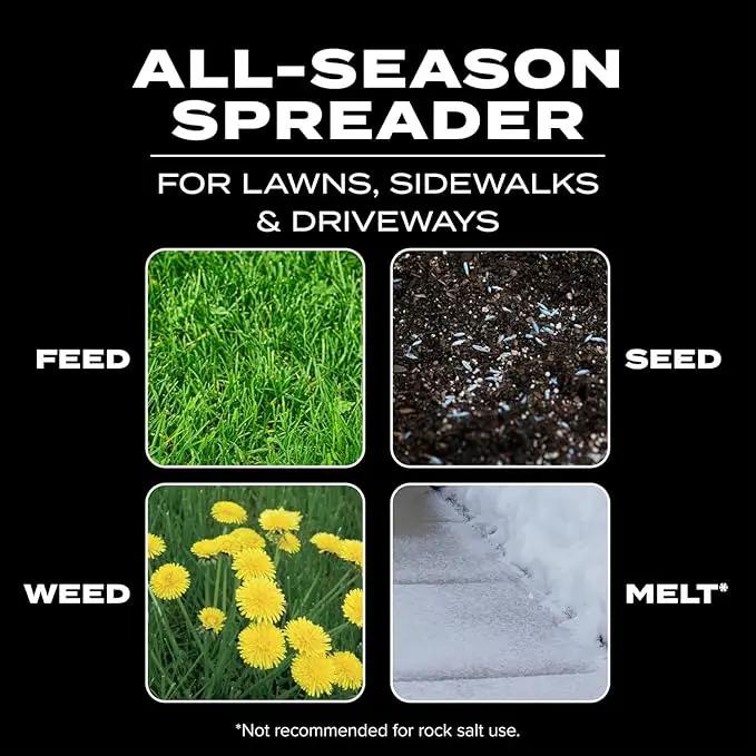 Scotts Turf Builder EdgeGuard DLX Broadcast Spreader for Seed, Fertilizer, Salt, Ice Melt, Holds up to 15,000 sq.ft. Product by GreenHaven Gardens