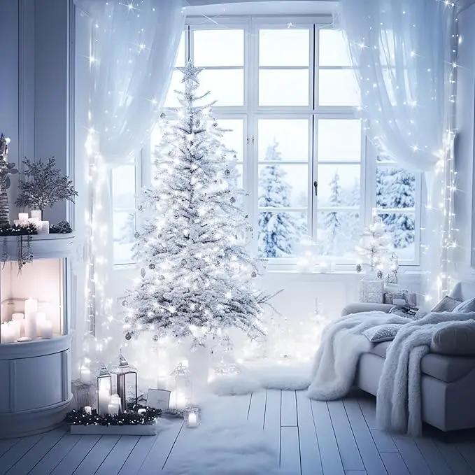 JMEXSUSS 66ft 200 LED White Christmas Lights Indoor Bedroom, Connectable White String Lights Outdoor Clear Wire, 8 Modes Twinkle String Lights Plug in for Room Tree Wedding Christmas Decoration by GreenHaven Gardens