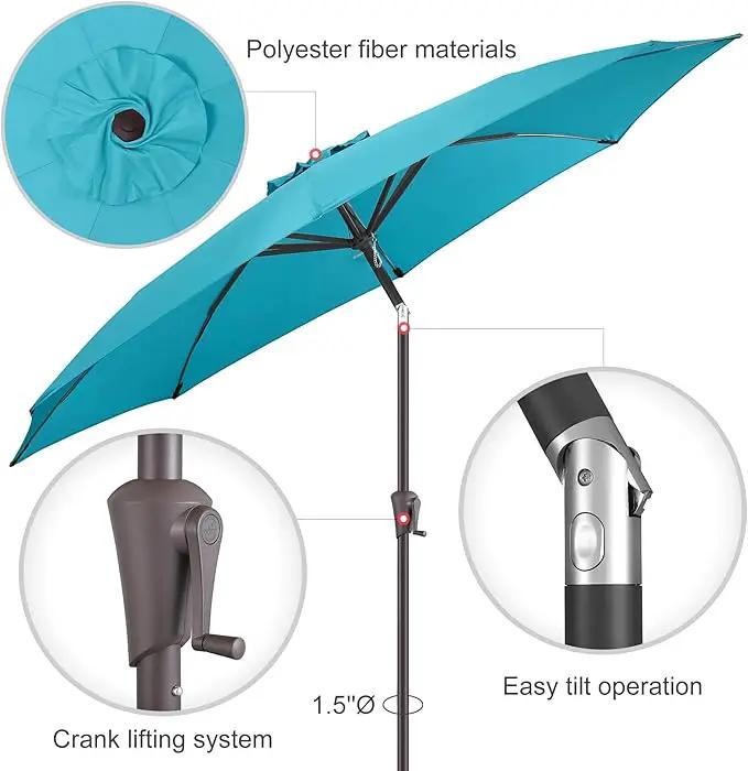 11ft Outdoor Patio Umbrella - Table Umbrella Waterprool UV Protection, Sombrillas de Patio with Push Button Tilt&Crank, Sun Umbrella for Pool, Porch, Garden, Deck, Backyard(Sky Blue) by GreenHaven Gardens