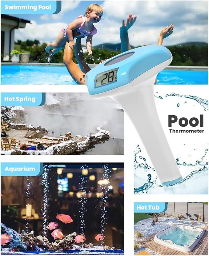 BALDR Pool Thermometer Floating Easy Read, IPX8 Waterproof, Solar Powered Digital Pool Thermometer with LCD Screen,Suitable for Swimming Pool/Hot Tub/Hot Spring/Aquarium (Blue) by GreenHaven Gardens