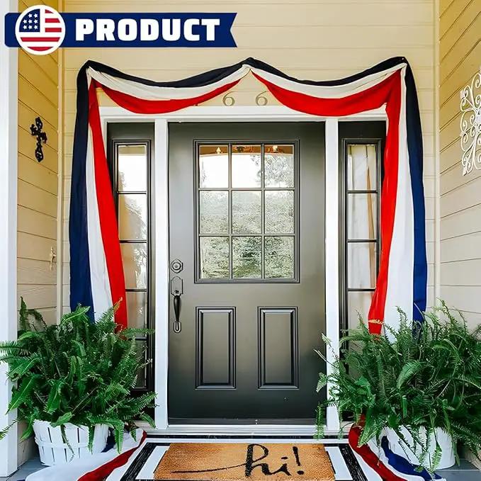 4Pack American Bunting Flag 2" x 20Ft Red, White & Blue Stripe Banner USA Patriotic Bunting Flags 4th of July Decoration for Outside Porch by GreenHaven Gardens