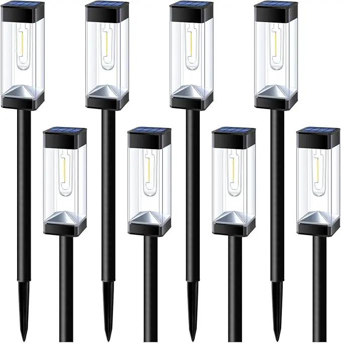 Solar Pathway Lights 8 Pack LED Waterproof Solar Outdoor Lights, Upgraded Stainless Steel Driveway Lighting with Tungsten Filament Bulb for Yard, Landscape, Garden, Walkway, Lawn, Path by GreenHaven Gardens