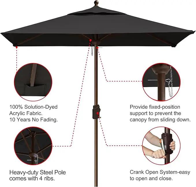 EliteShade USA 10-Year-Non-Fading Sunumbrella 6x6Ft Square Market Umbrella Patio Outdoor Table Umbrella with Ventilation（Black） by GreenHaven Gardens