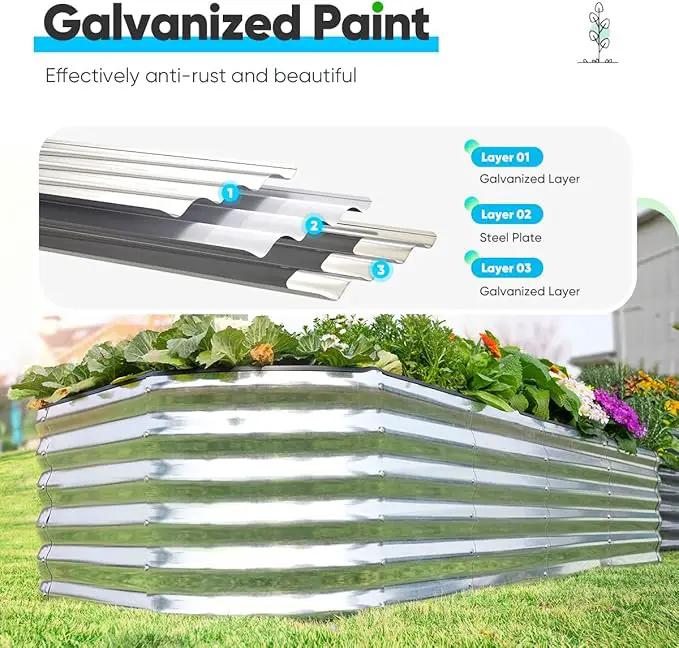 Quictent Raised Garden Bed Kit Oval Galvanized Metal Planter Box Tall for Vegetables Outdoor Backyard, Rubber Strip Edging Included, Silver 6x3x1.5 ft by GreenHaven Gardens