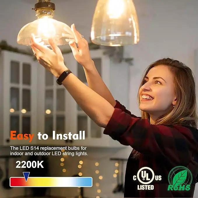36 Pack S14 LED Bulbs for Outdoor String Lights, Shatterproof Replacement Edison Bulbs for Patio String Lights Outdoor Waterproof, Warm White 2200K, Dimmable, E26 Standard Base by GreenHaven Gardens