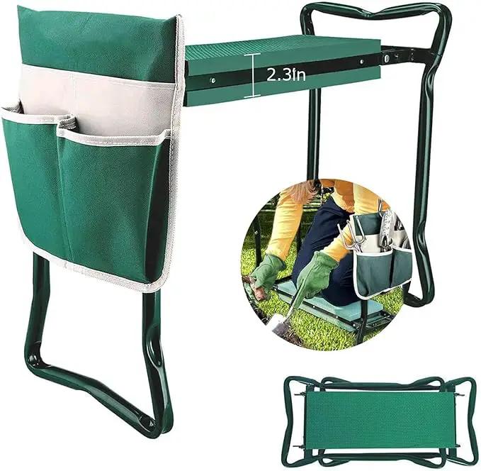 Garden Kneeler and Seat Stool Heavy Duty Garden Folding Bench with Large Tool Pocket and Soft EVA Kneeling Pad for Gardening Lovers by GreenHaven Gardens