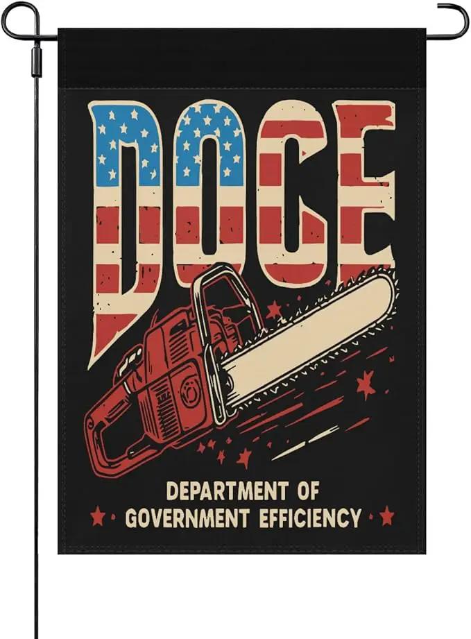 Chainsaws For Bureaucracy D.O.G.E US Flag Garden Flags 12x18 Double Sided Funny Banner for Indoor by GreenHaven Gardens