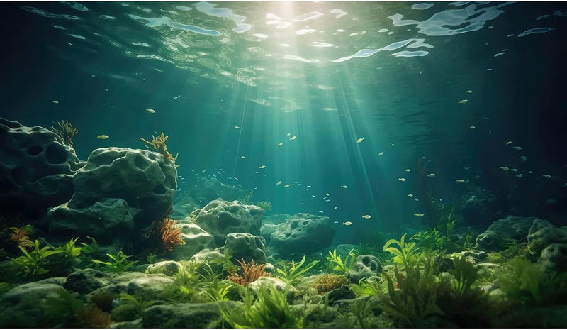 Under The Sea Aquarium Background Deep Sea Aquatic Plants Fish Tank Background Underwater Rock Sunray Terrarium Backgrounds Tropical Fish Deep Ocean Floor Fish Tank Backgrounds 30x12in by GreenHaven Gardens