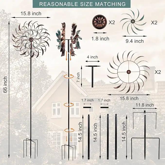 VEWOGARDEN Large Outdoor Metal Wind Spinners, 360 Degrees Swivel Wind Sculpture Yard Art Decor for Patio, Lawn & Garden 66 * 15.8 Inches by GreenHaven Gardens