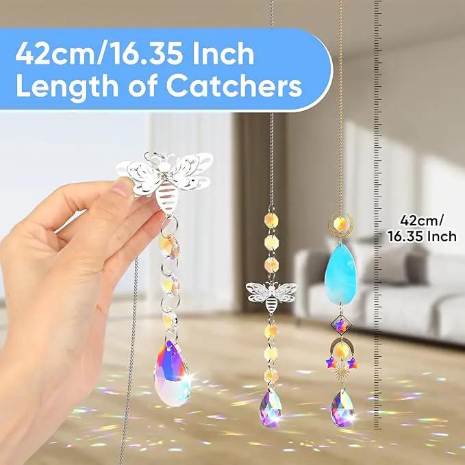 7 PCS Crystal Suncatcher, Hanging Suncatchers with Crystals Light, Sun Catchers Indoor Window Catcher with Prism Pendants Agate Slices,Tree of Life Crystal Suncatchers Indoor Outdoor Home Garden Decor by GreenHaven Gardens