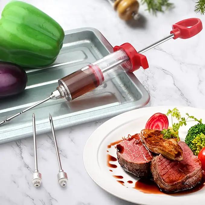 TGE-V 1-oz Plastic BBQ Marinade Injector Kit, Turkey Injector Syringe (3 Stainless Steel Meat Needles + 3 Replacement O Rings + 1 Cleaning Brush) for Smoked BBQ Grill by GreenHaven Gardens