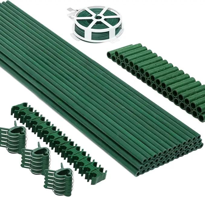 MAXPACE 125pcs Garden Stakes Kit: Includes 40 Sets of Fiberglass Plant Sticks Supports & Accessories for DIY 4ft, 5ft, 6ft, 7ft Stakes for Tomato, Vegetables, Indoor & Outdoor Gardening Supplies by GreenHaven Gardens