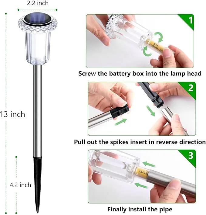 DenicMic Solar Lights Outdoor Pathway Lights 6000K LED Waterproof Acrylic Lamp Head Stainless Steel Stake for Yard Garden Landscape Path Walkway Driveway Patio Lawn (Cold White 10Pack) by GreenHaven Gardens