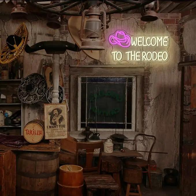 WLHOPE Welcome to The Rodeo Neon Sign Cowboy Hat Neon Sign Led Sign,Dimmable Cowgirl Neon Signs for Wall Decor,Connectivity Via USB Licked Neon Light for Bedroom Home Bar Club Party Western Decor by GreenHaven Gardens