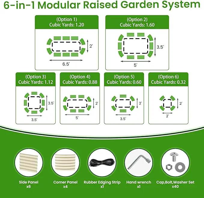 Raised Garden Bed 6.5X2X1.4 FT Galvanized Planter Raised Beds, Metal Planter Box for Vegetables,Flowers, Herbs, and Succulents (Ivory) by GreenHaven Gardens