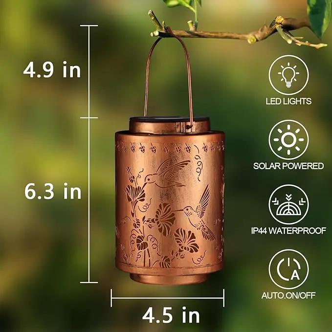 Solar Lanterns Outdoor Waterproof Mushroom Butterfly Garden Decor Gifts for Women Mon Grandma Metal Hanging Solar Lights Decoration for Outside LED Lanterns for Yard Patio Lawn Pathway（Hummingbirds） by GreenHaven Gardens