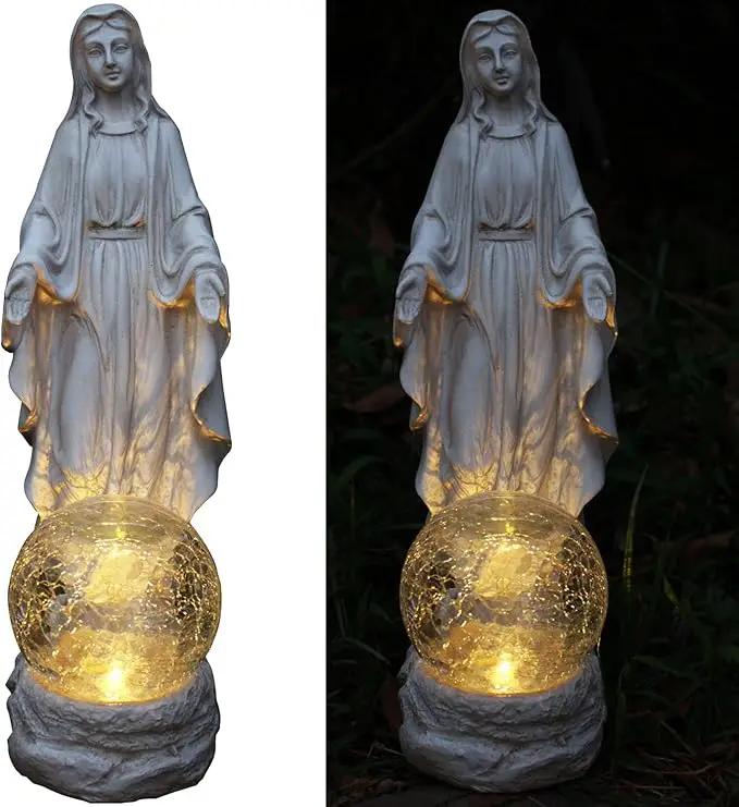 Solar Garden Decor Virgin Mary Figure with Lights,Blessed Mother Outdoor Statue for Home/Garden Decor, Gift for Women/Monther(11.22" H) by GreenHaven Gardens