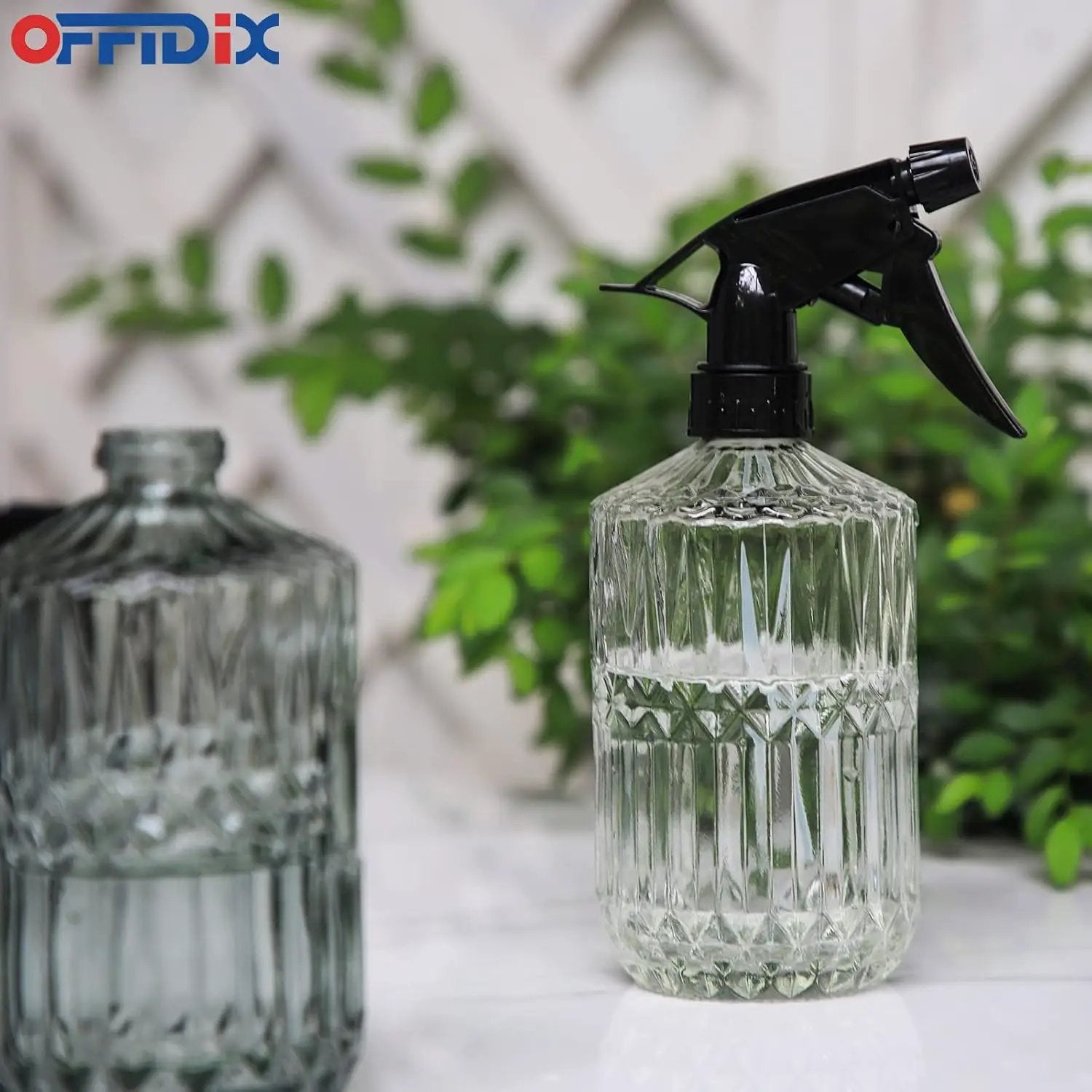 OFFIDIX Glass Spray Bottle,Plant Mister,Pressure Watering Can,Water Spray Bottle with Adjustable Nozzle,0.43L/15.17oz Handheld Spray Bottles for Outdoor Indoor Garden,Cleaning Solutions by GreenHaven Gardens
