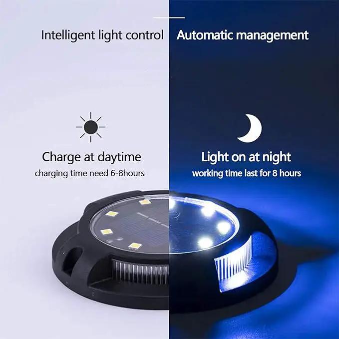 Solar Ground Lights Outdoor 8 Packs LED Disk Solar Powered Waterproof In-ground for Garden Deck Stair Step Lawn Patio Driveway Walkway Pathway Yard Decoration (White + Blue) by GreenHaven Gardens