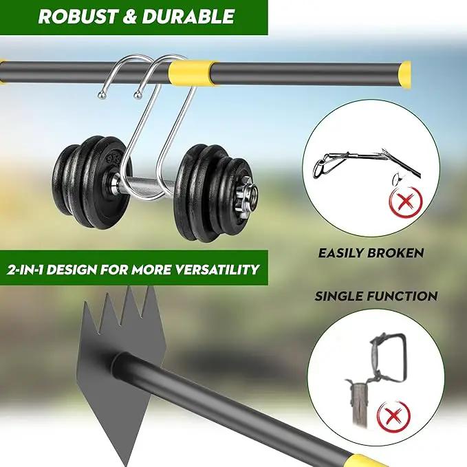 Dual Headed Hoe Garden Tool, Hoe Cultivator Gardening Tool, 17-59" Adjustable Long Handle Heavy Duty Scuffle Hoe with Rake Tiller Cultivator for Weeding, Digging, Loosening Soil, Sowing by GreenHaven Gardens