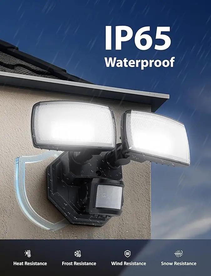 Onforu 32W 2 Head Motion Sensor Outdoor Lights, 3200LM 6500K LED Security Light, Dusk to Dawn, Motion Detector Light for Outside, IP65 Waterproof Flood Lights for Garage, Yard(Black) by GreenHaven Gardens