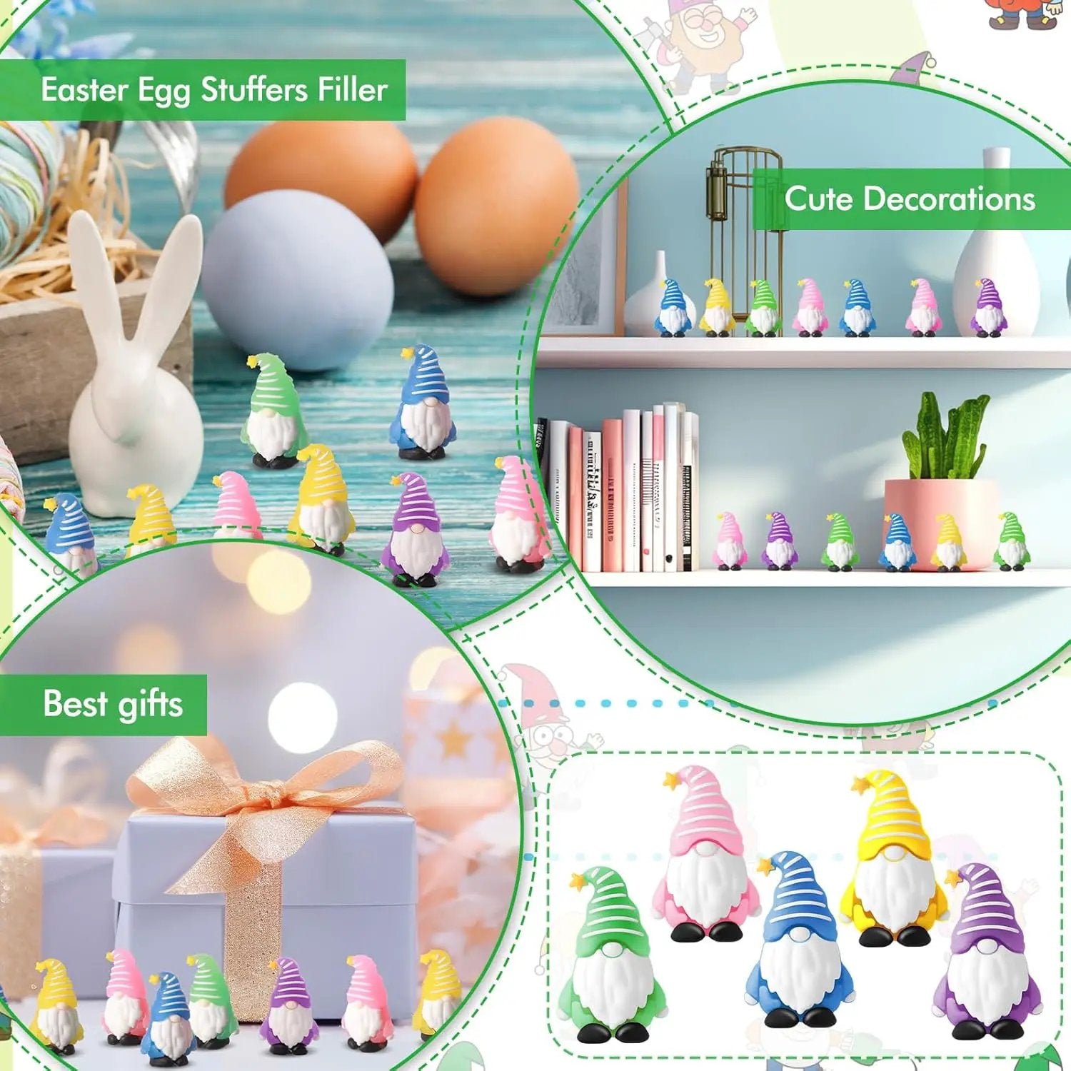 100 Pcs Luminous Mini Gnomes Figurines Fairy Glow in Dark Garden Miniature Gnome Figurines Decor Funny Poses Garden Yard Home Patio Lawn Backyard Hide See DIY Craft by GreenHaven Gardens