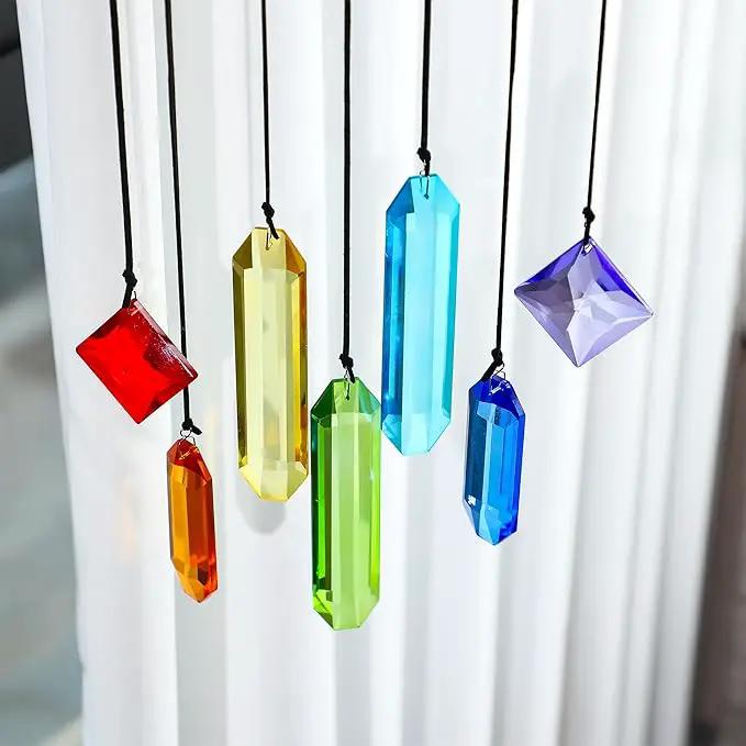 HDCRYSTALGIFTS 7pcs Prisms Crystal Suncatchers for Windows Hanging Rainbow Maker Sun Catchers with Crystals Indoor Outdoor Home Garden Decor by GreenHaven Gardens