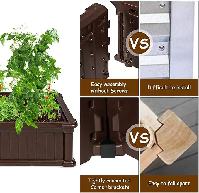 Giantex Raised Garden Bed, Planter for Flower Vegetables, Outdoor Plant Box Patio Backyard, Easy Assembly (48.5''Lx48.5''Wx12''H, Brown) by GreenHaven Gardens