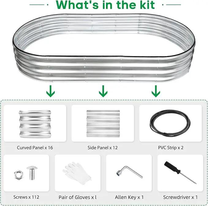 JERIA 2 Pcs 6×3×1ft Oval Raised Garden Bed,Galvanized Raised Garden Bed Kit Outdoor Metal Gardening Planter Box for Vegetable, Fruits, Flower，Herbs by GreenHaven Gardens