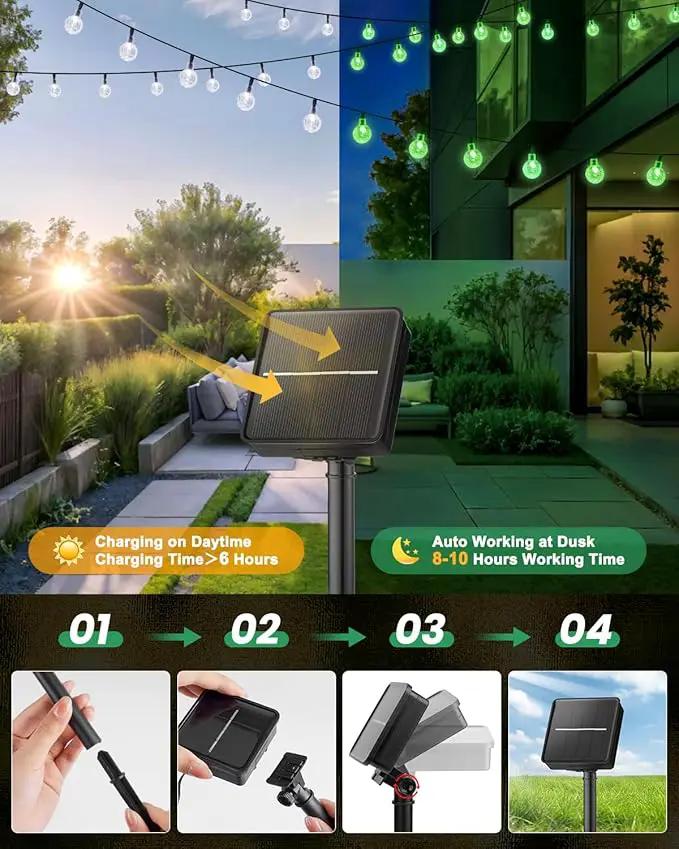 Brightown Solar String Lights Outdoor 60 Led 35.6 Feet Crystal Globe Lights with 8 Lighting Modes, Waterproof Solar Powered Patio Lights for Garden Yard Porch Wedding Party Decor (Green) by GreenHaven Gardens