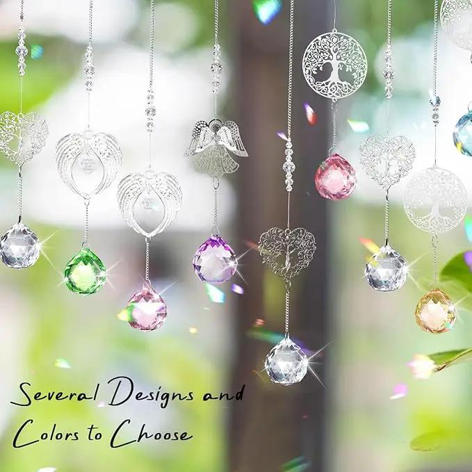 Sympathy Gift Modern Grief Gift for Lose of Loved Ones, Memorial Suncatcher with 40mm Crystal Ball, Sorry for Your Lose Rainbow Maker, Bereavement Gift Idea Angel Wings Design, Red by GreenHaven Gardens