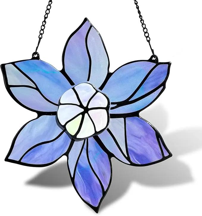 Stained Glass Window Hanging - Double-Layered Flowers Stain Glass Decoration Sun Catchers Indoor Window,Floral Suncatcher Gift for Mom Grandma Nana Aunt by GreenHaven Gardens