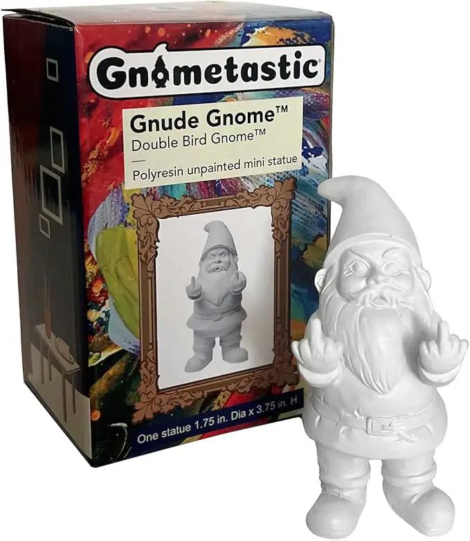Gnometastic Gnude Mini Gnomes - Double Bird Unpainted Gnome Statue, 3.5in Tall - DIY Paint Your Own Gnome - Polyresin Indoor/Outdoor Funny Garden Gnomes to Paint for Adults by GreenHaven Gardens