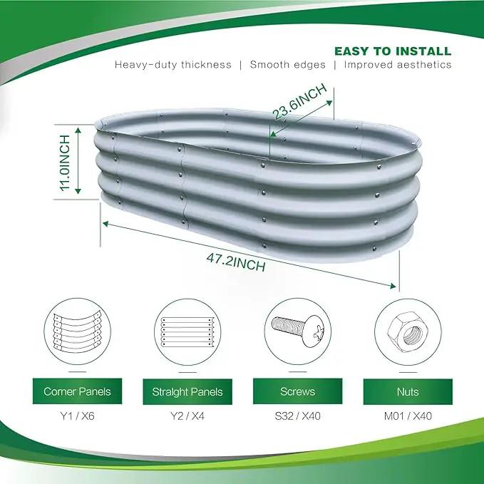 Gardmax 2 Pack Galvanized Raised Garden Bed, Lightweight Planter Boxes Outdoor with Easy Assembly, Large Garden Bed for Vegetables, Fruits, Flower Silver by GreenHaven Gardens