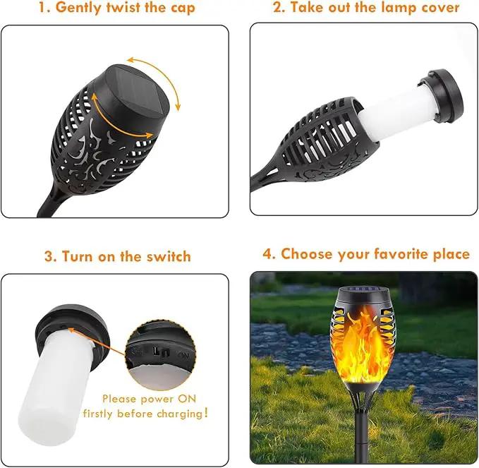 Albelt Solar Torch Lights Outdoor - 10 Pack With Flickering Flame for Garden Decor, Super Bright Waterproof for Outside Landscape Yard Party Decorations by GreenHaven Gardens