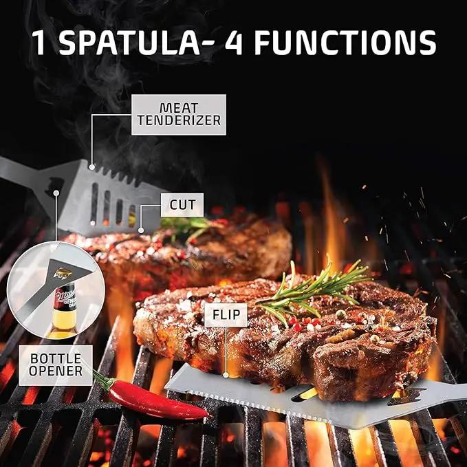 Kaluns Grilling Accessories, Dad Gifts for Christams Grilling Gifts, Heavy Duty Stainless Steel BBQ Grill Tools Set for Outdoor Grill with Aluminum Case and Apron, Dad Birthday Gifts for Men Husband by GreenHaven Gardens