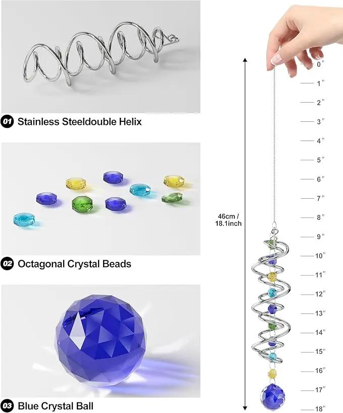 1 Pack Crystal Suncatcher, Hanging Sun Catcher Prism with String Rainbow Maker Suncatchers for Windows, Room, Outdoor, Car Mirror, Whimsical Home Garden Decor by GreenHaven Gardens