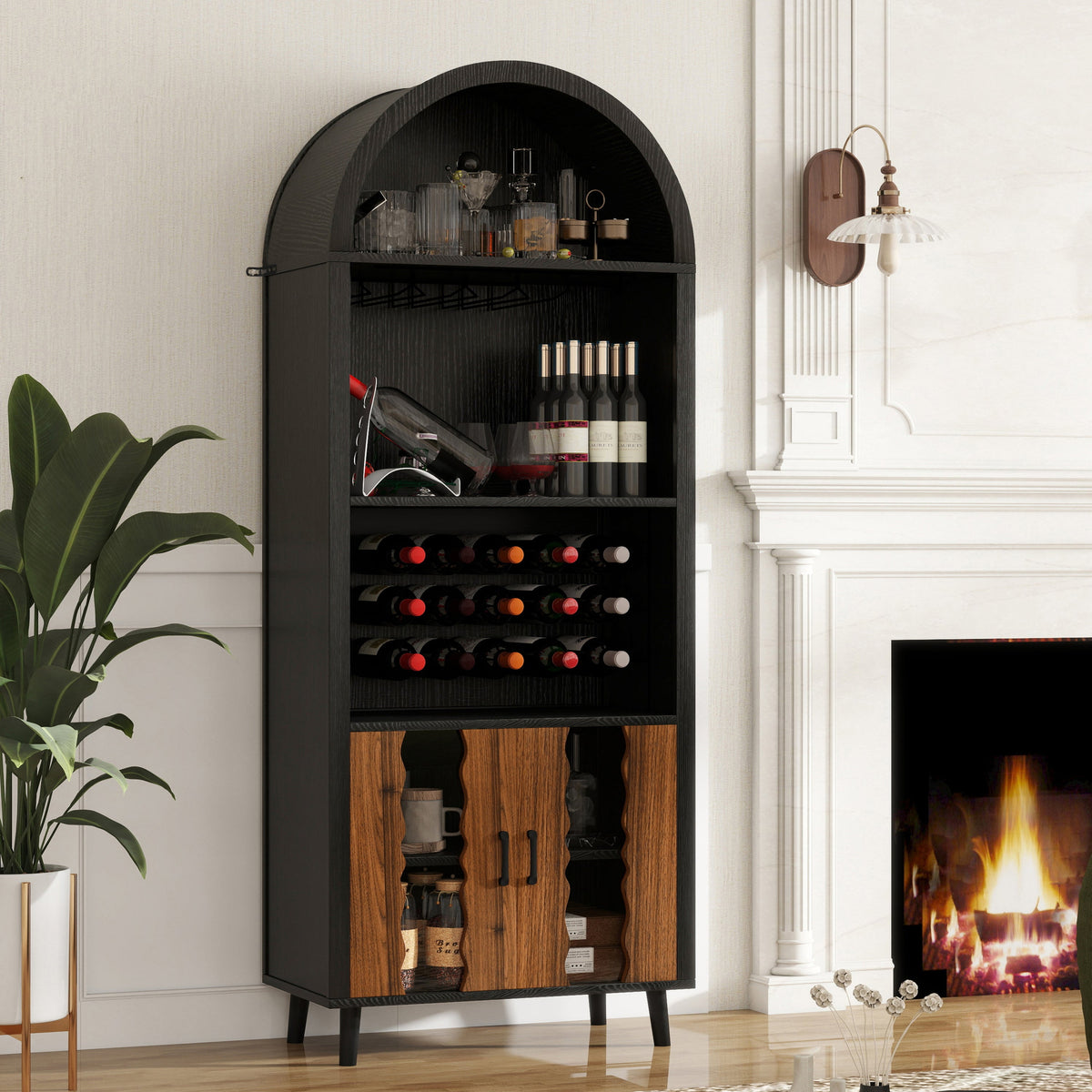 71' Farmhouse Arched Wine Bar Cabinet, photo 2 of 13