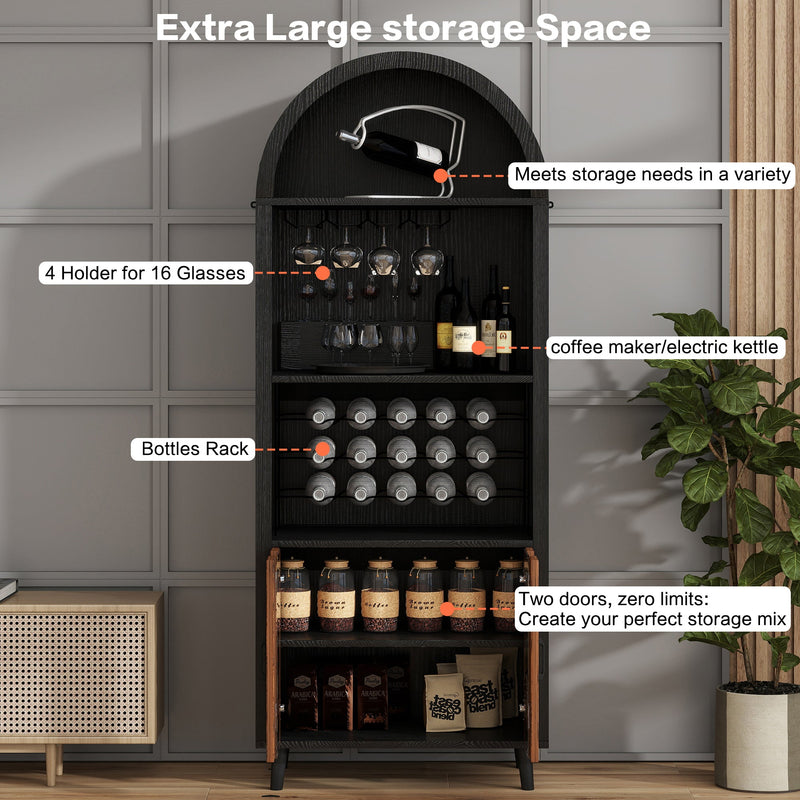 71' Farmhouse Arched Wine Bar Cabinet, photo 5 of 13