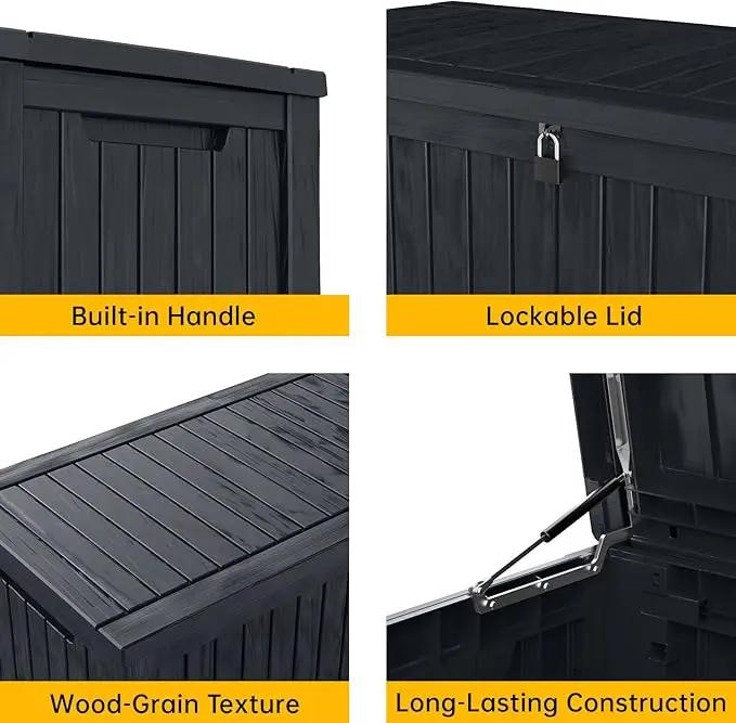 DRATO 180 Gallon Deck Box, Waterproof Resin Large Outdoor Storgae Box for Patio Furniture, Patio Cushions, Gardening Tools, Pool and Sports Supplies, Lockable by GreenHaven Gardens
