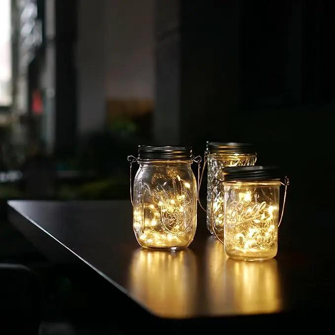 Decorman Solar Mason Jar Lights, 12 Pack 30 LED Fairy Star Firefly String Lids Lights with 12 Hangers for Patio Yard Garden Party Wedding Christmas Decoration(Jars Not Included) by GreenHaven Gardens