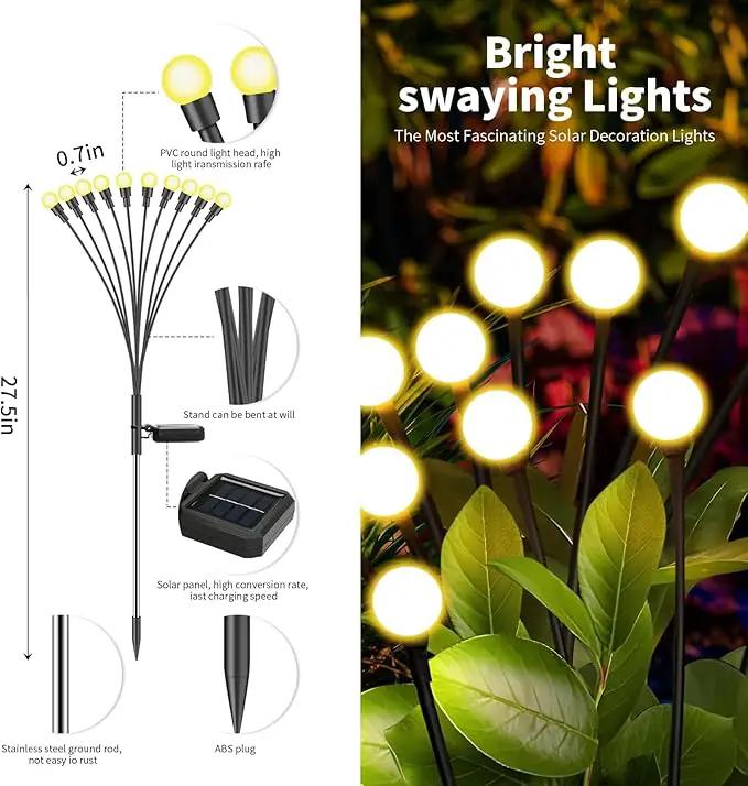 Solar Lights Outdoor (2 Pack-20 LEDs)，Waterproof Garden Fairy Swaying Firefly Lights ，Gifts for Outdoor Decorations，Suitable for Patio, terraces, lawns and Paths by GreenHaven Gardens